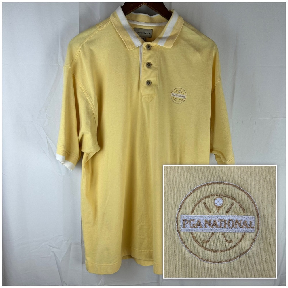Cutter & Buck Polo Shirt Mens XL Yellow PGA‎ National Golf Short Sleeve